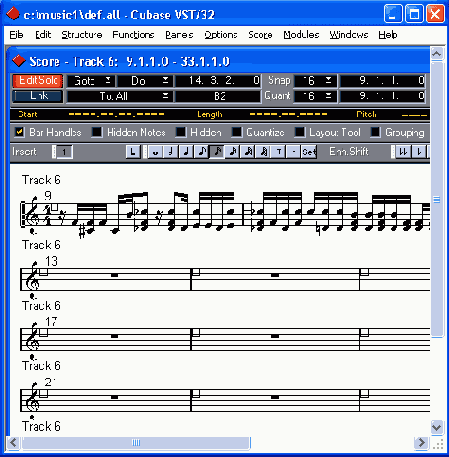 Окно редактора Score