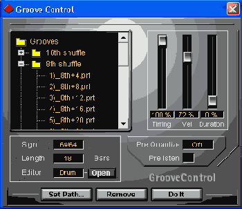 Äèàëîãîâîå îêíî Groove Control