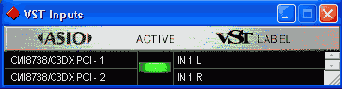Диалоговое окно VST Inputs
